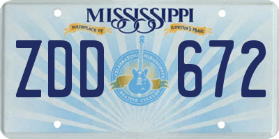 MS license plate ZDD672
