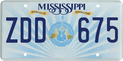 MS license plate ZDD675