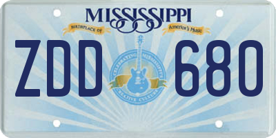 MS license plate ZDD680