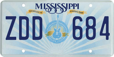MS license plate ZDD684