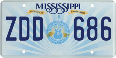 MS license plate ZDD686