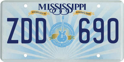 MS license plate ZDD690