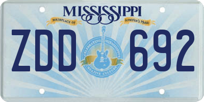 MS license plate ZDD692
