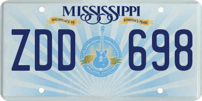 MS license plate ZDD698