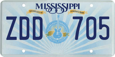 MS license plate ZDD705