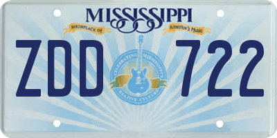 MS license plate ZDD722