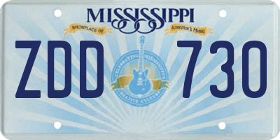 MS license plate ZDD730