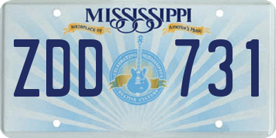 MS license plate ZDD731