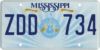 MS license plate ZDD734