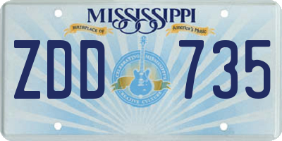 MS license plate ZDD735