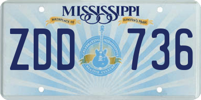 MS license plate ZDD736