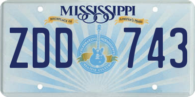 MS license plate ZDD743