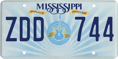 MS license plate ZDD744