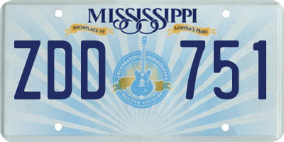 MS license plate ZDD751