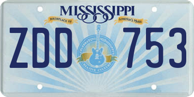 MS license plate ZDD753
