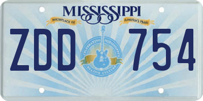 MS license plate ZDD754