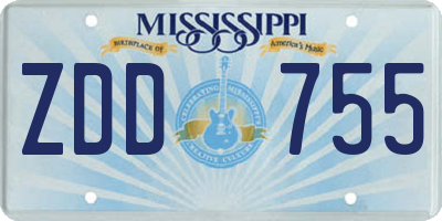 MS license plate ZDD755