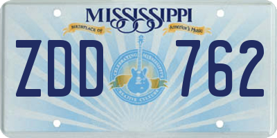 MS license plate ZDD762