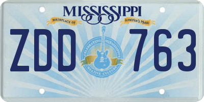 MS license plate ZDD763