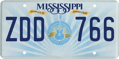 MS license plate ZDD766