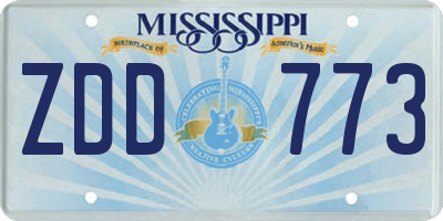 MS license plate ZDD773