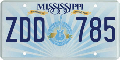 MS license plate ZDD785