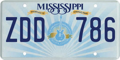 MS license plate ZDD786