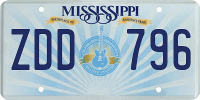 MS license plate ZDD796