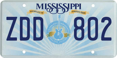 MS license plate ZDD802
