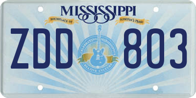 MS license plate ZDD803