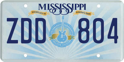 MS license plate ZDD804