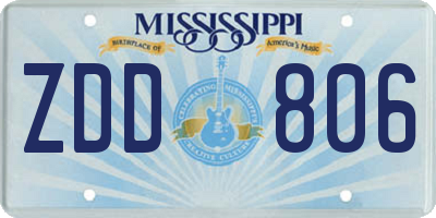 MS license plate ZDD806