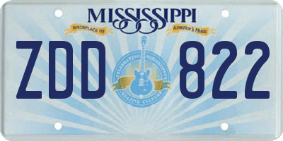 MS license plate ZDD822