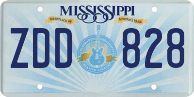 MS license plate ZDD828
