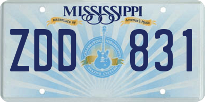 MS license plate ZDD831