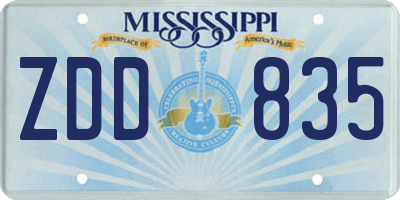 MS license plate ZDD835