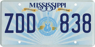 MS license plate ZDD838