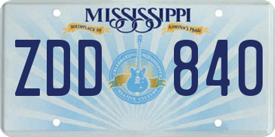 MS license plate ZDD840
