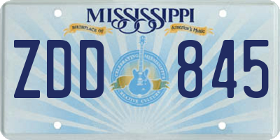 MS license plate ZDD845