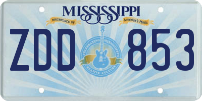 MS license plate ZDD853