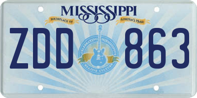MS license plate ZDD863
