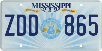 MS license plate ZDD865