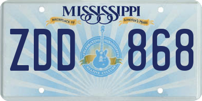 MS license plate ZDD868
