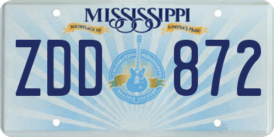 MS license plate ZDD872