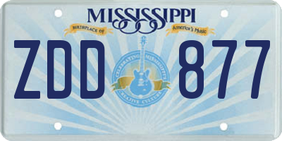 MS license plate ZDD877