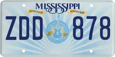 MS license plate ZDD878