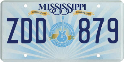 MS license plate ZDD879