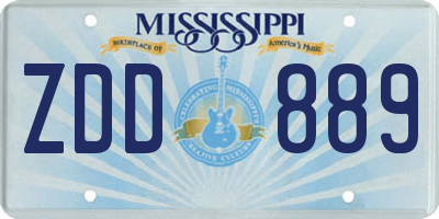 MS license plate ZDD889