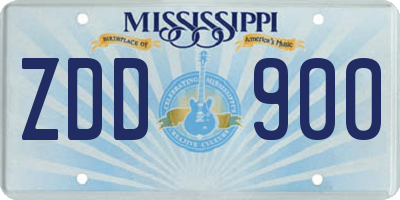 MS license plate ZDD900