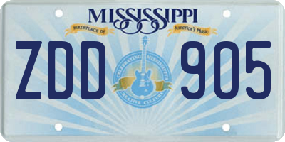 MS license plate ZDD905